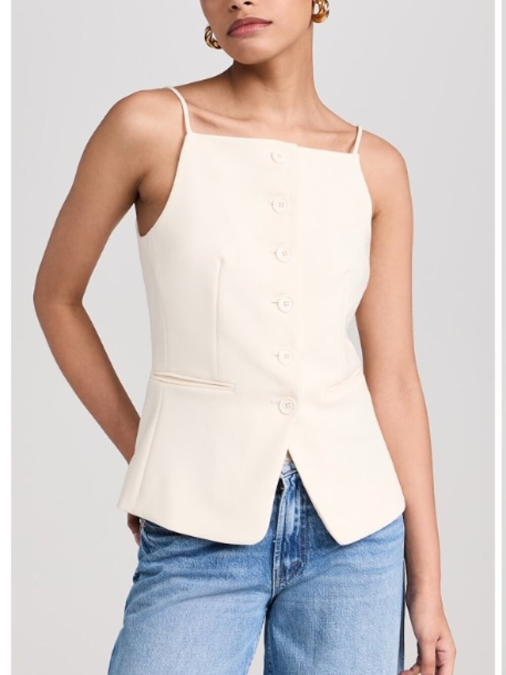 Staud Una Sleeveless Button Down Top
